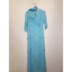Jade by Jasmine Mother of the Bride Dress Petite P8 Maxi Blue Sparkly 3/4 Sleeve
